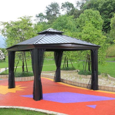 Επικεφαλίδα με επικάλυψη από σίδηρο PVC Quad Pop Up Gazebo με πλευρές από χάλυβα