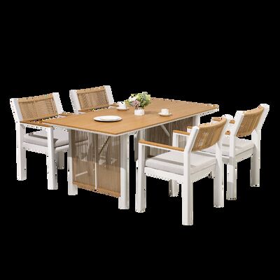 Προσαρμόσιμο Ρατάνιο Χρώμα Δείπνο Σετ με σκόνη-πελυμένο πλαίσιο αλουμινίου και 5ετής εγγύηση για εξωτερική φιλοξενία