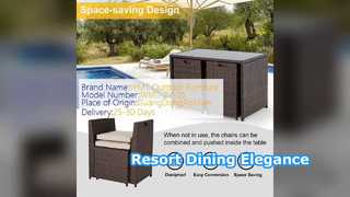 Σετ τραπεζαρίας εξωτερικού χώρου Hotel Resort Γυάλινο Τραπέζι